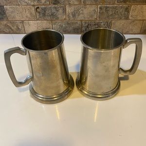 Vintage Beer Stein English Pewter Glass Bottom Mug Cup Made In England Sheffield